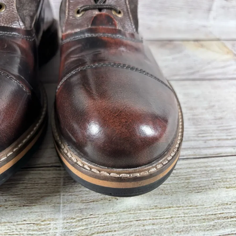 Ben Sherman Rafe Mens Size 7 Boots Leather Lace Up Brown
